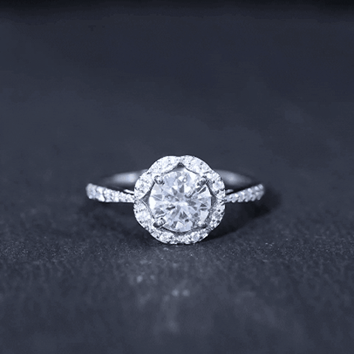 Certified 1.2 Carat Lab Grown Diamond Halo Engagement Ring