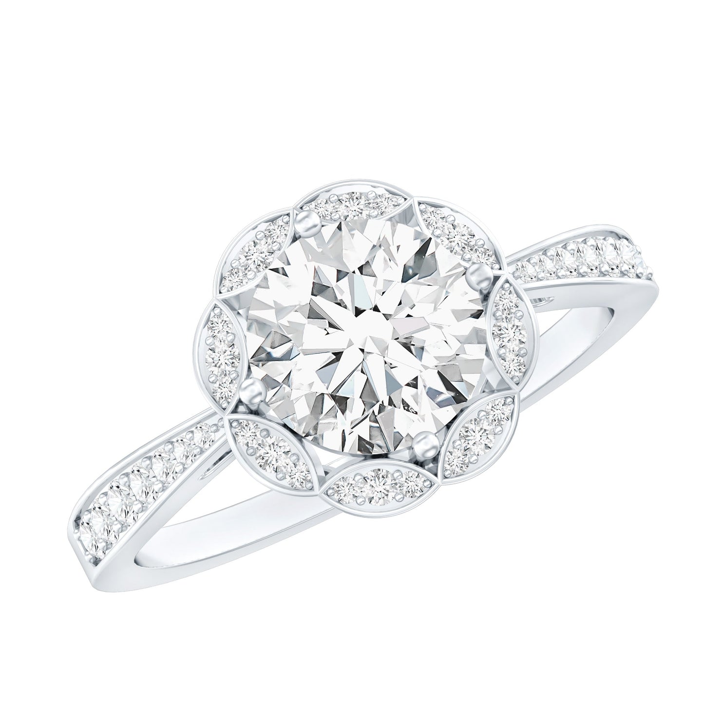 Certified 1.2 Carat Lab Grown Diamond Halo Engagement Ring