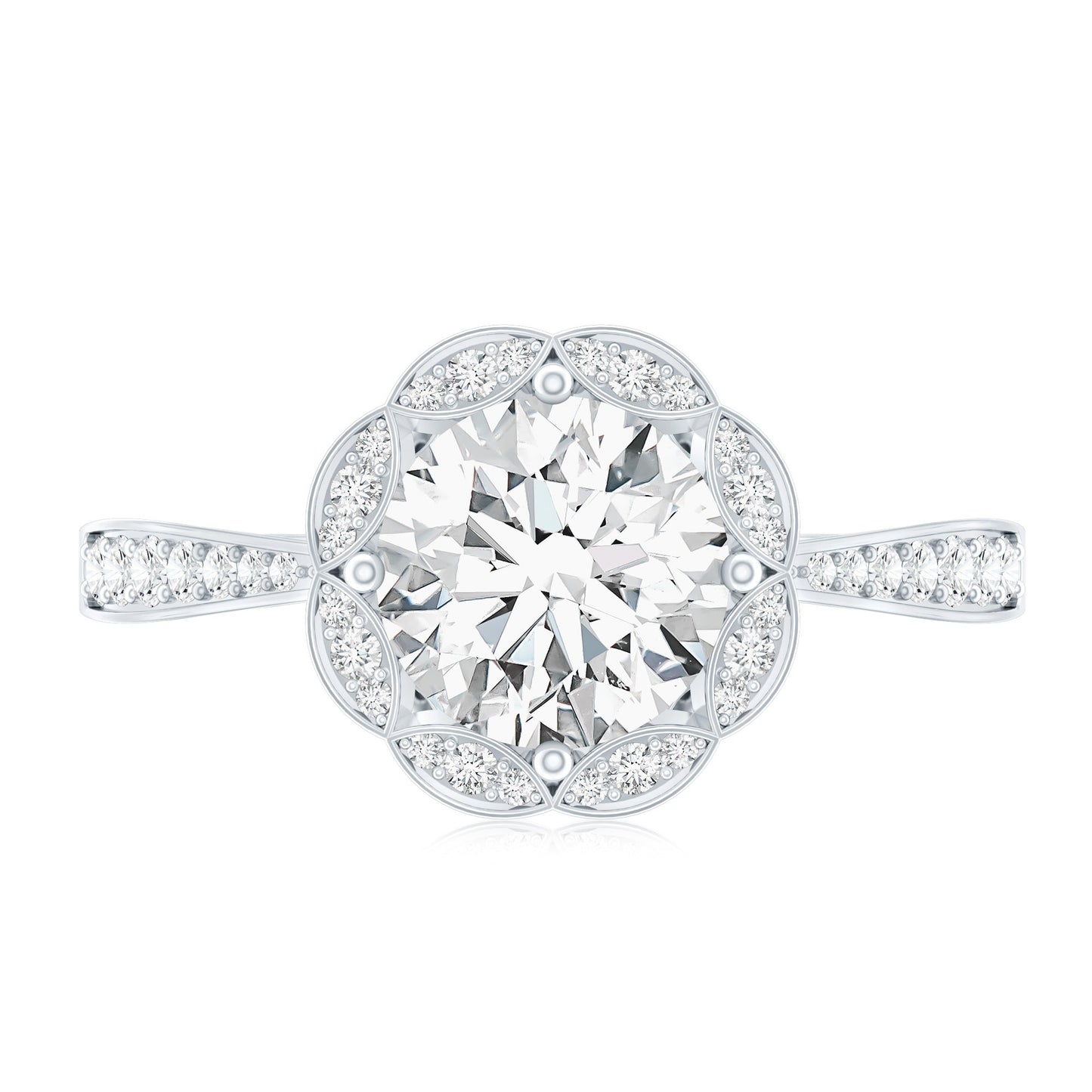 Certified 1.2 Carat Lab Grown Diamond Halo Engagement Ring