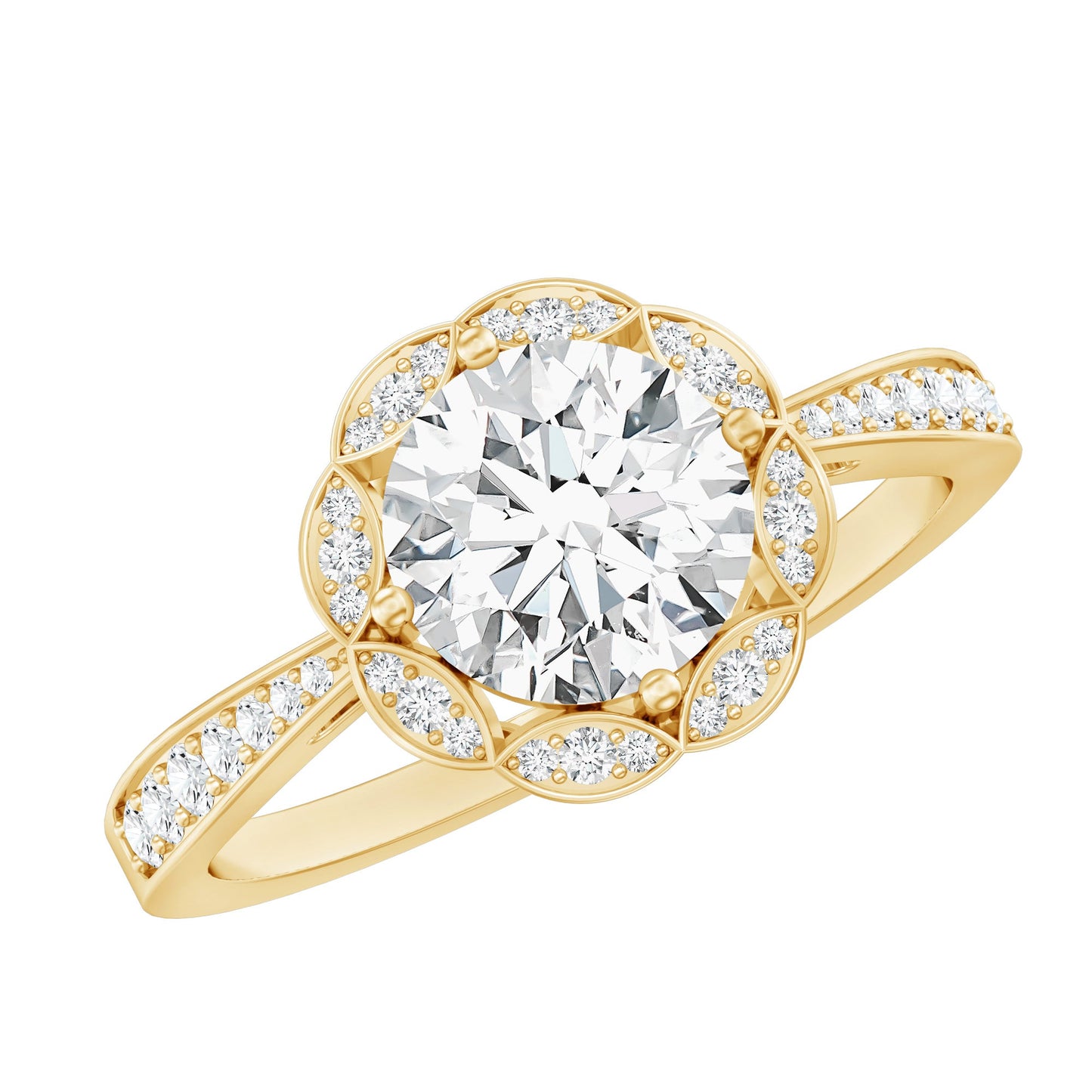 Certified 1.2 Carat Lab Grown Diamond Halo Engagement Ring