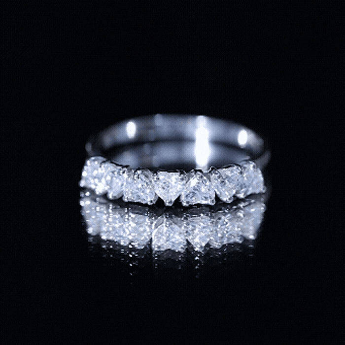 Certified Lab Heart Shaped Diamond Half Eternity Ring