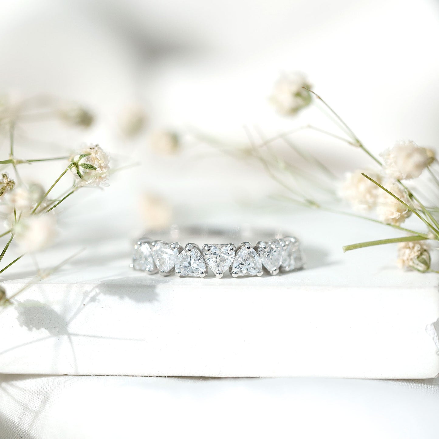 Certified Lab Heart Shaped Diamond Half Eternity Ring