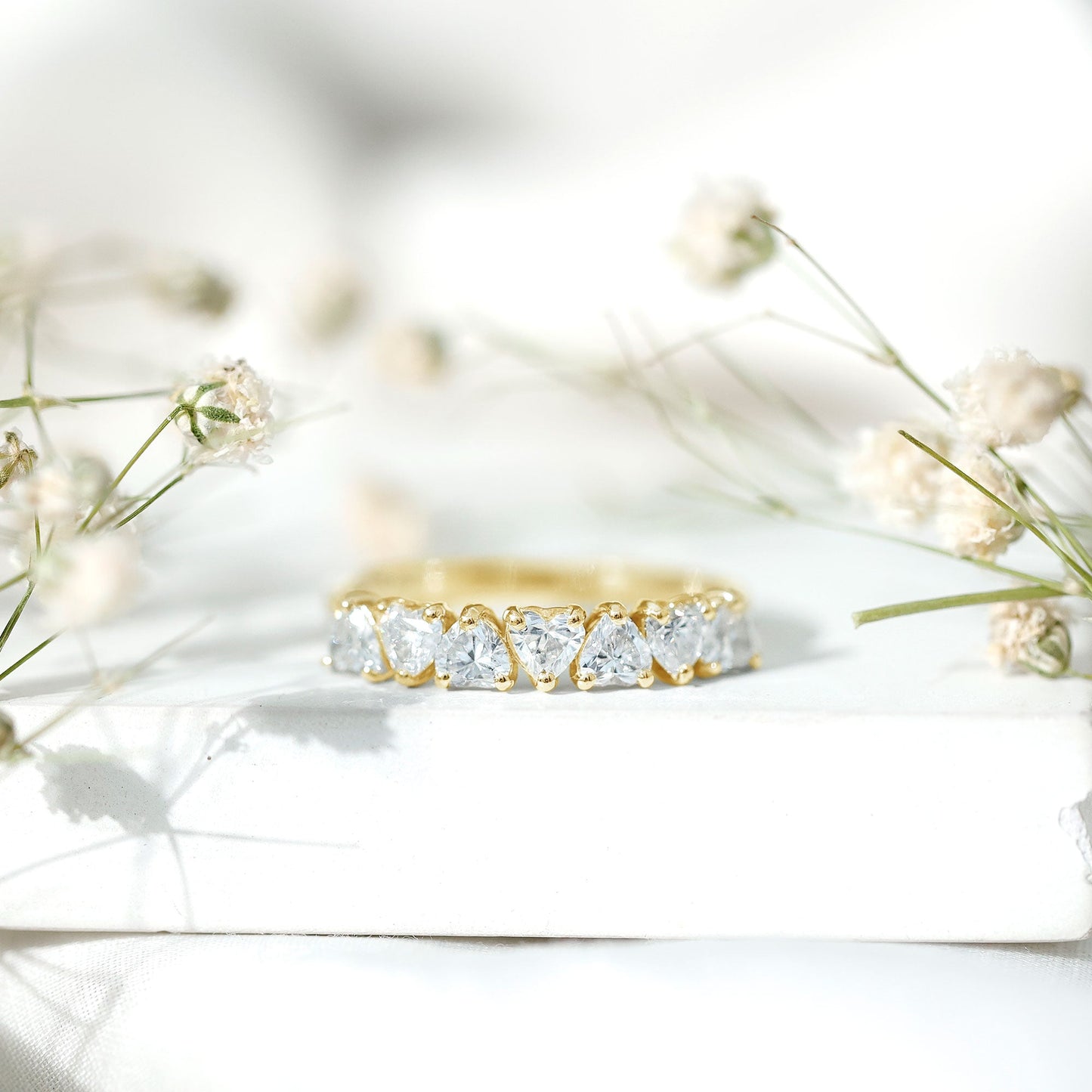 Certified Lab Heart Shaped Diamond Half Eternity Ring