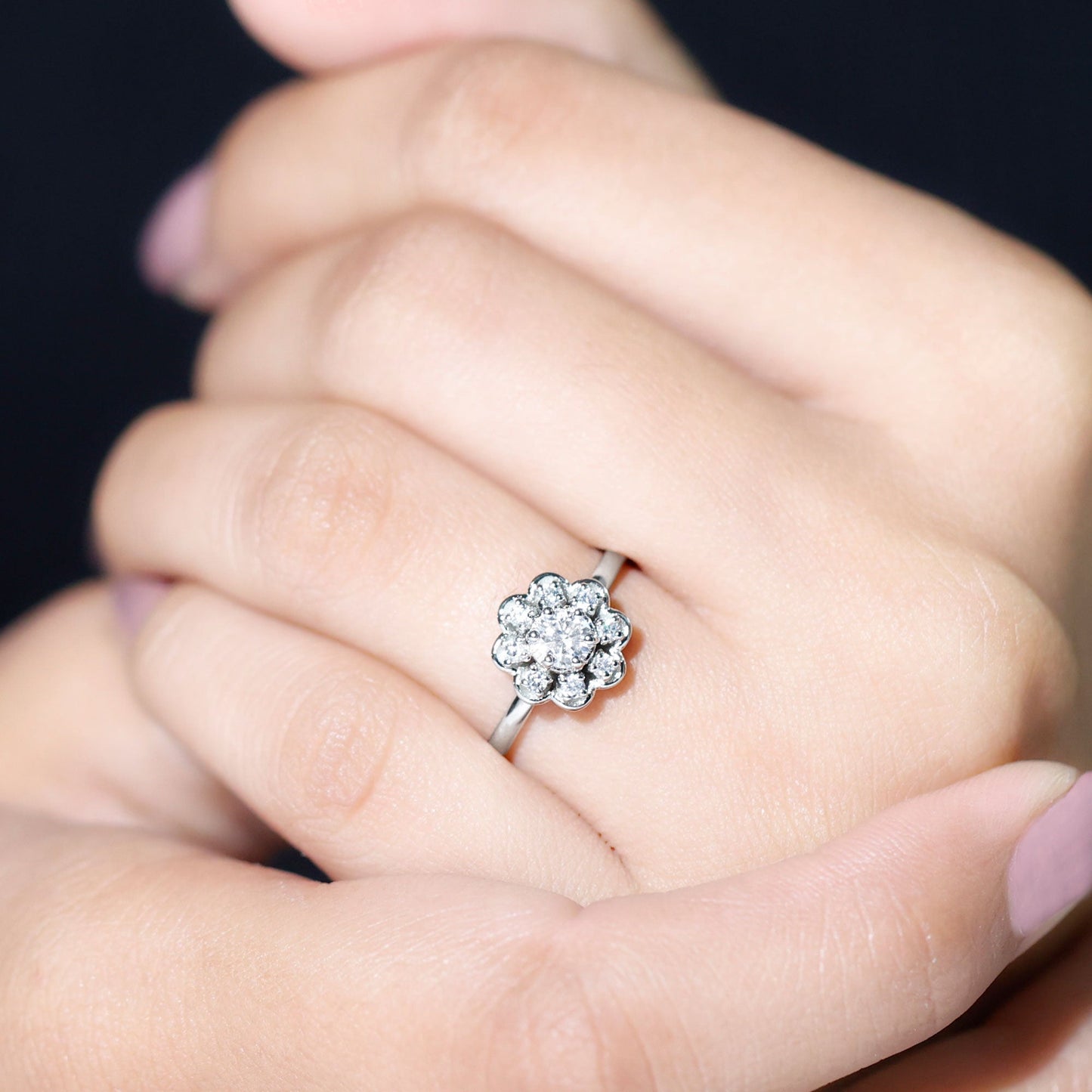 Certified Lab Grown Diamond Flower Promise Ring For Women
