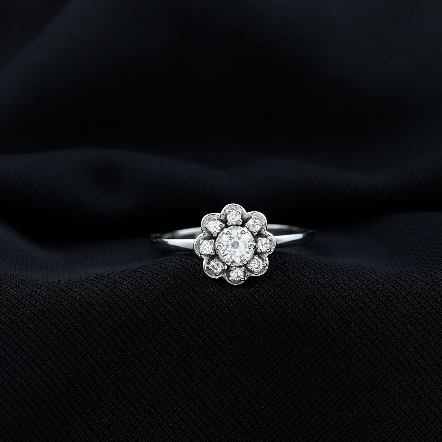 Certified Lab Grown Diamond Flower Promise Ring For Women