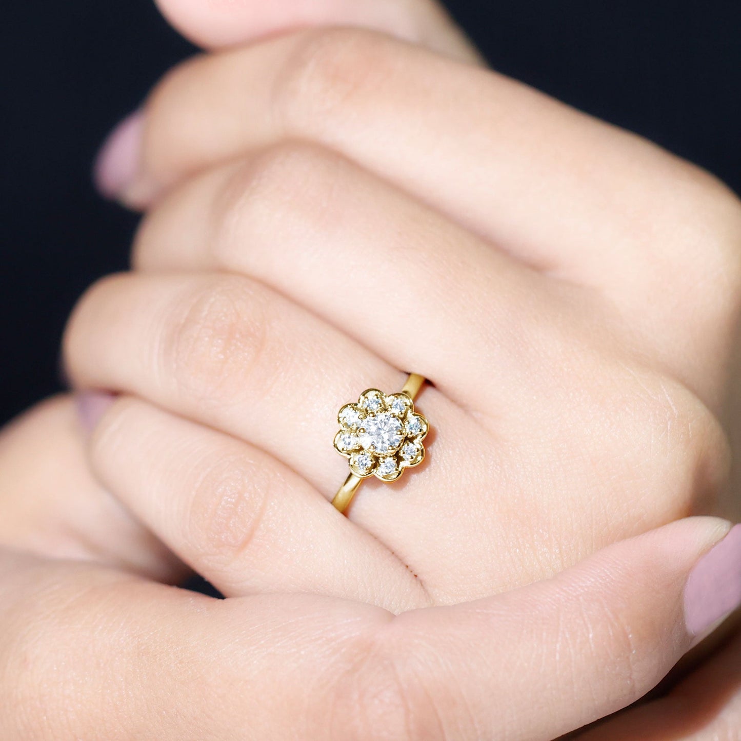 Certified Lab Grown Diamond Flower Promise Ring For Women
