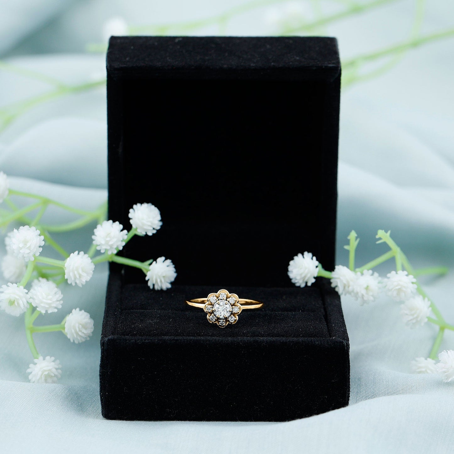 Certified Lab Grown Diamond Flower Promise Ring For Women