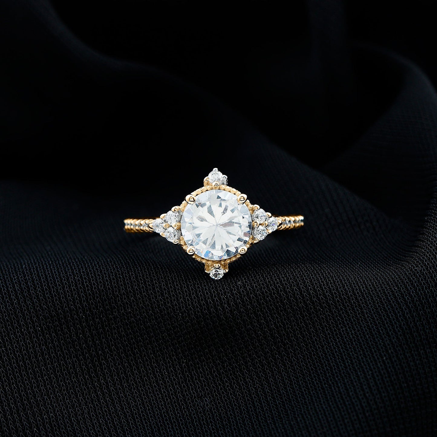 2 Carat Lab Grown Diamond Vintage Inspired Engagement Ring