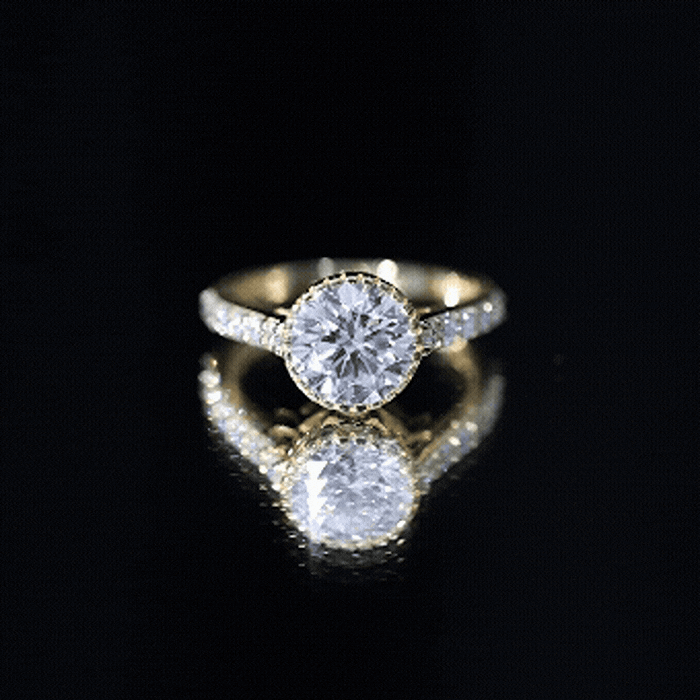Certified Bezel Set Lab Grown Diamond Engagement Ring With Side Stones