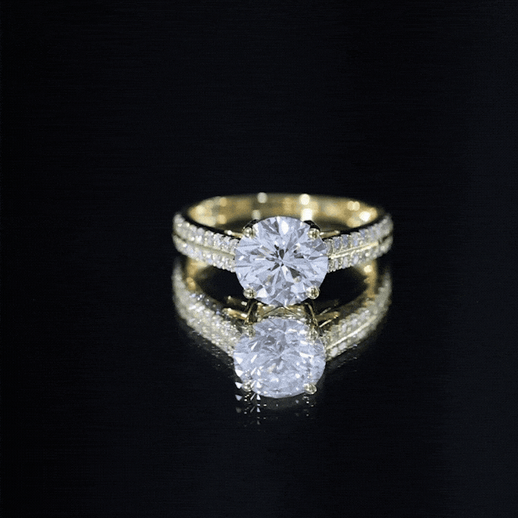 Certified Lab Grown Diamond 2 Carat Simple Engagement Ring With Side Stones