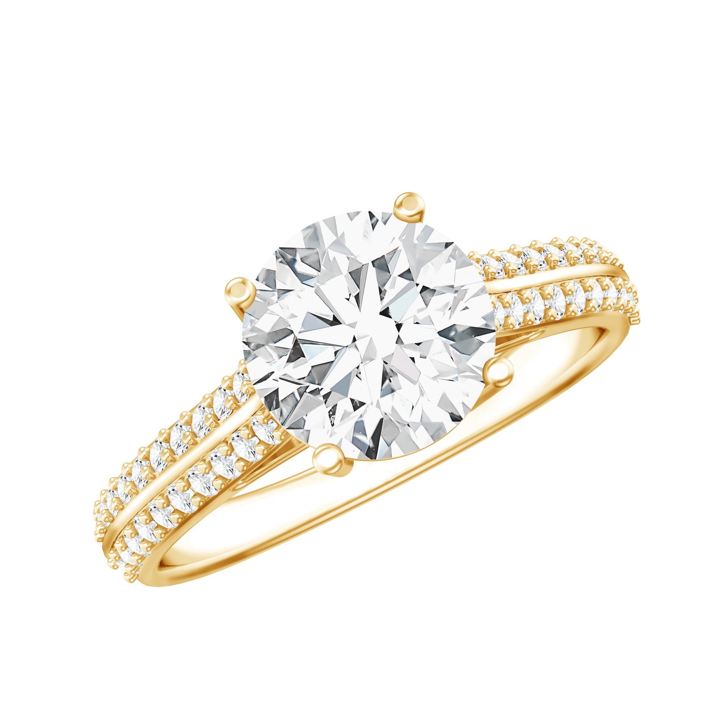 Certified Lab Grown Diamond 2 Carat Simple Engagement Ring With Side Stones