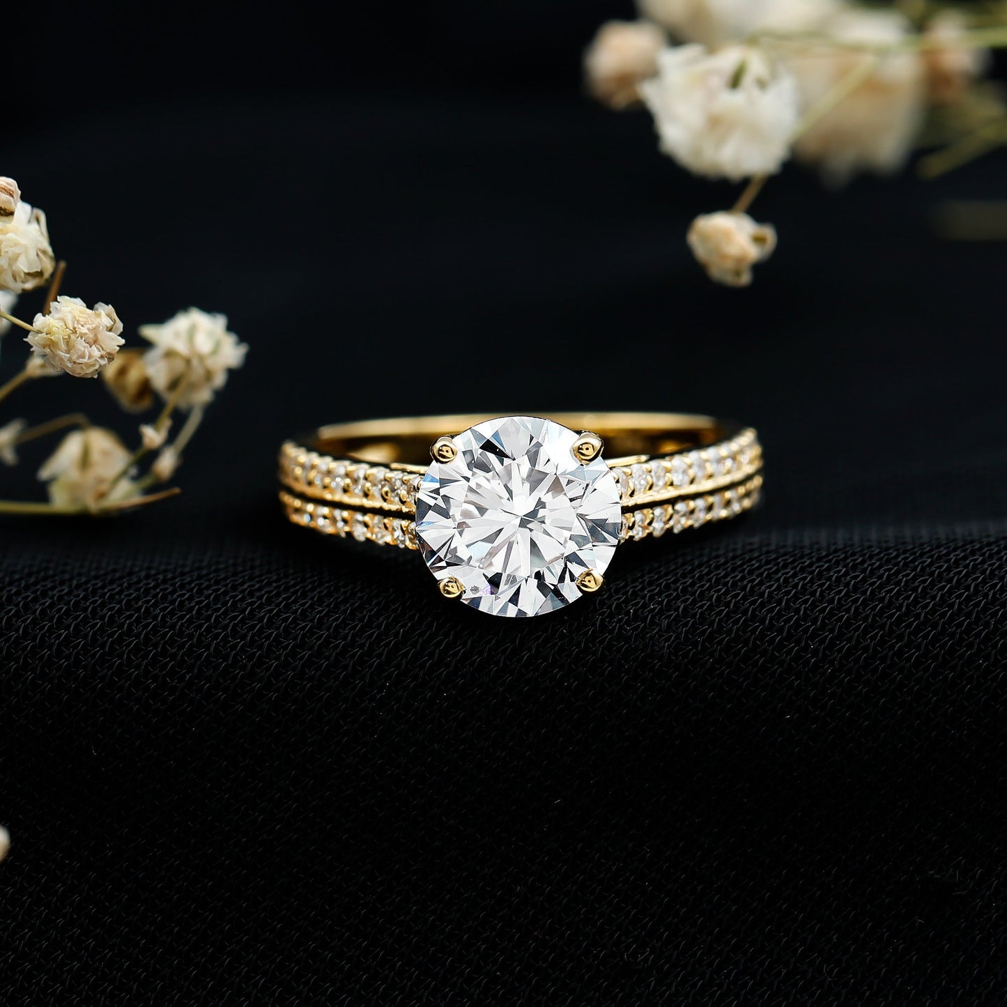 Certified Lab Grown Diamond 2 Carat Simple Engagement Ring With Side Stones