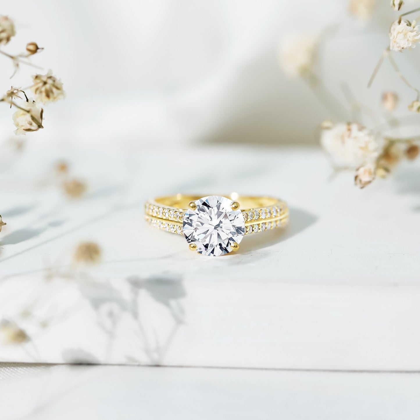 Certified Lab Grown Diamond 2 Carat Simple Engagement Ring With Side Stones