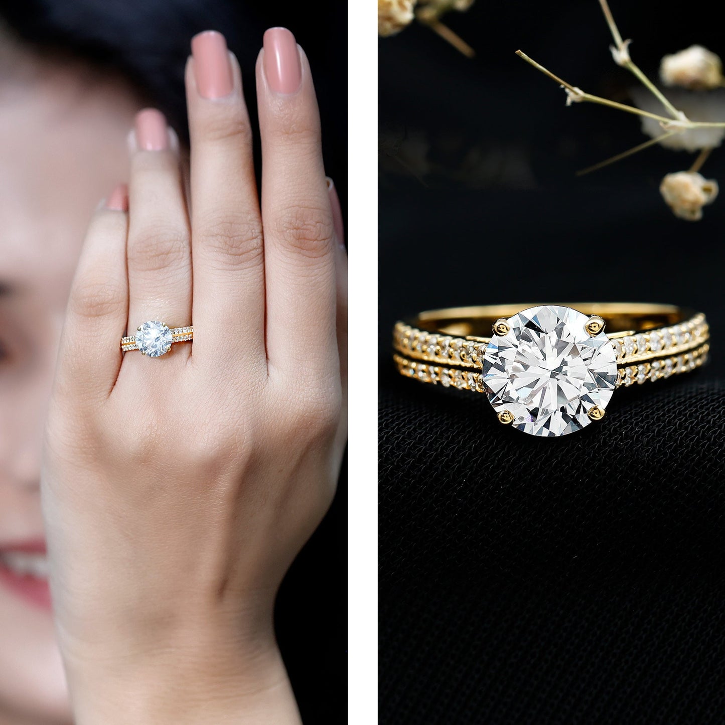 Certified Lab Grown Diamond 2 Carat Simple Engagement Ring With Side Stones