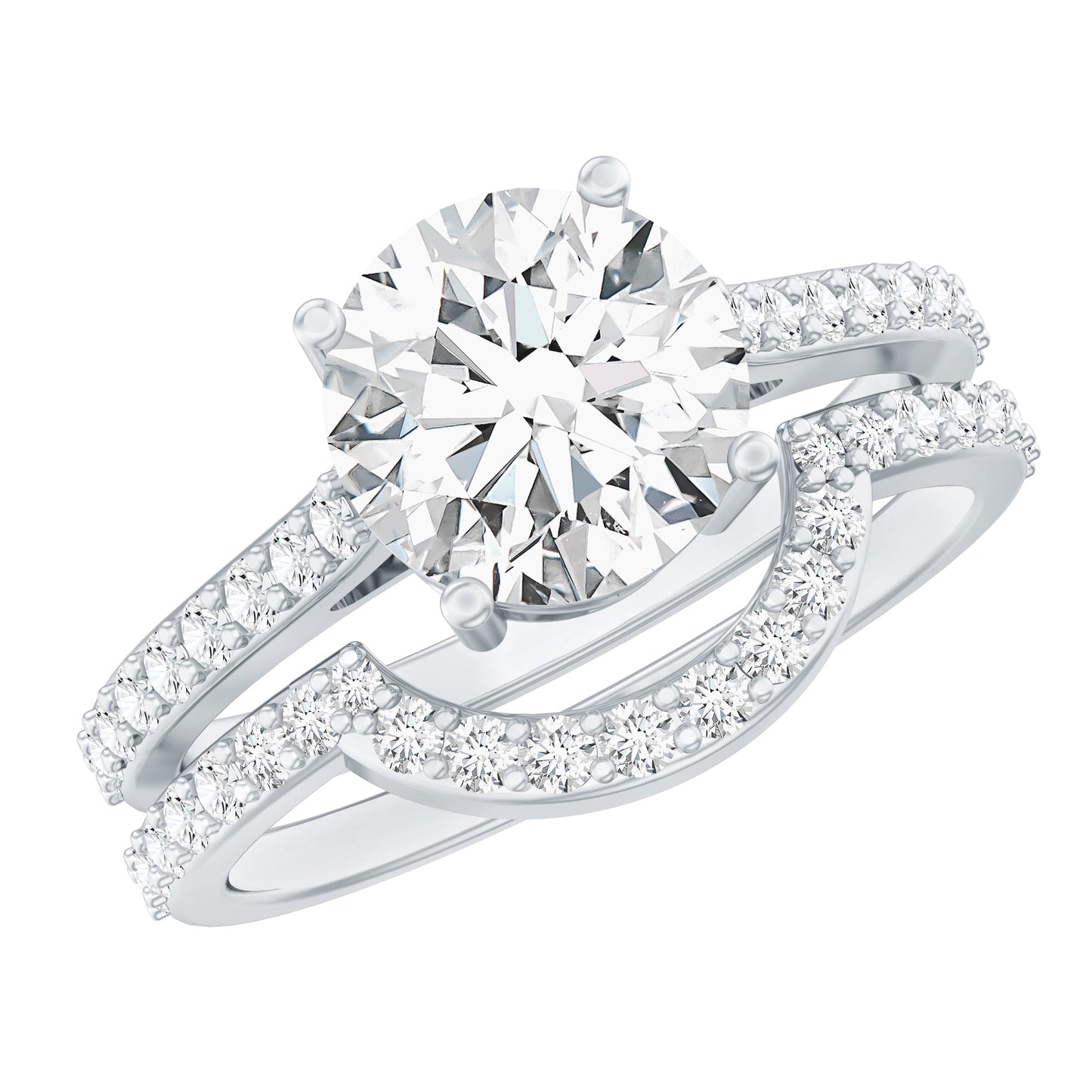 Lab Grown Diamond 2 Carat Round Engagement Ring With Ring Guard