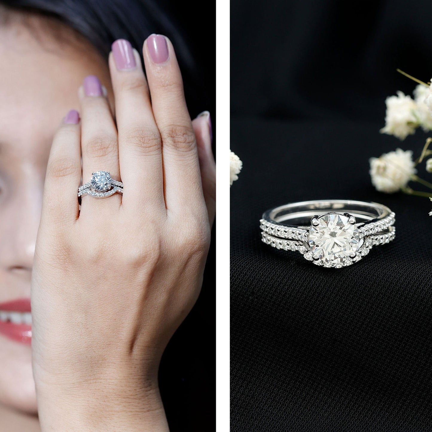 Lab Grown Diamond 2 Carat Round Engagement Ring With Ring Guard