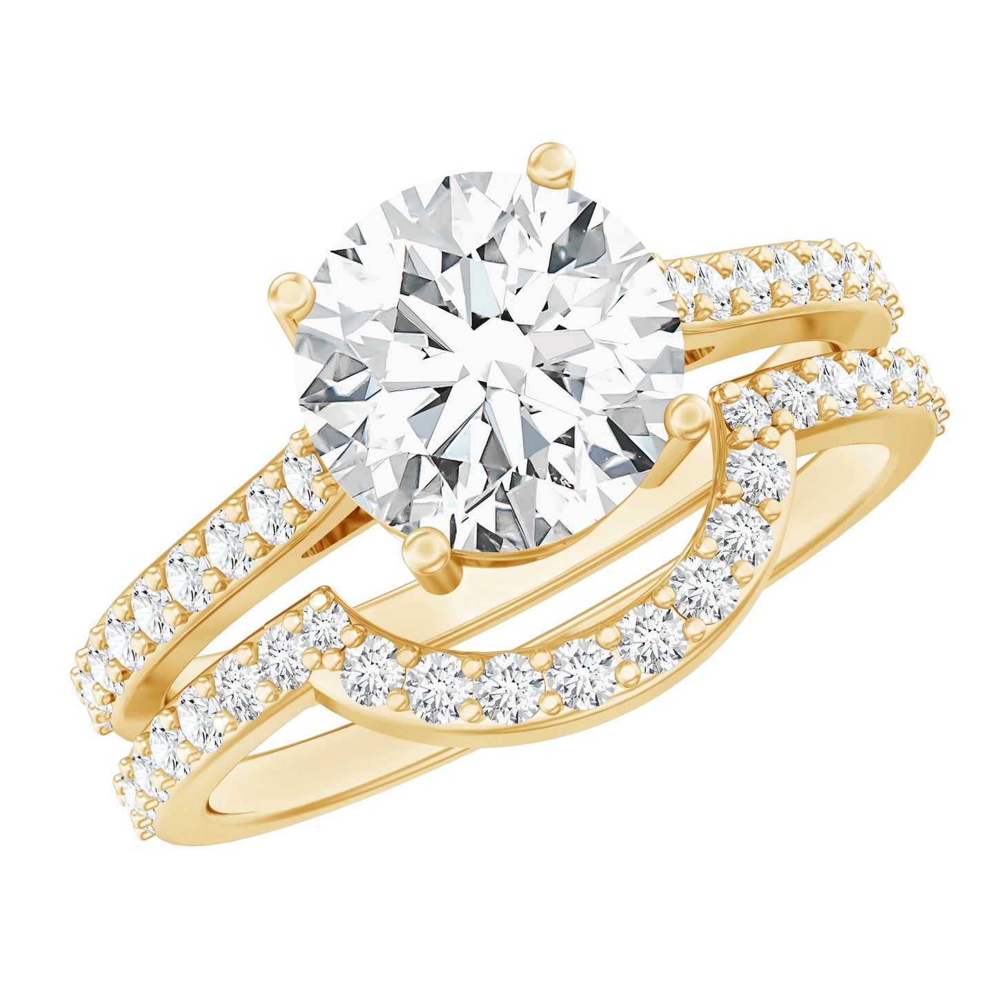 Lab Grown Diamond 2 Carat Round Engagement Ring With Ring Guard