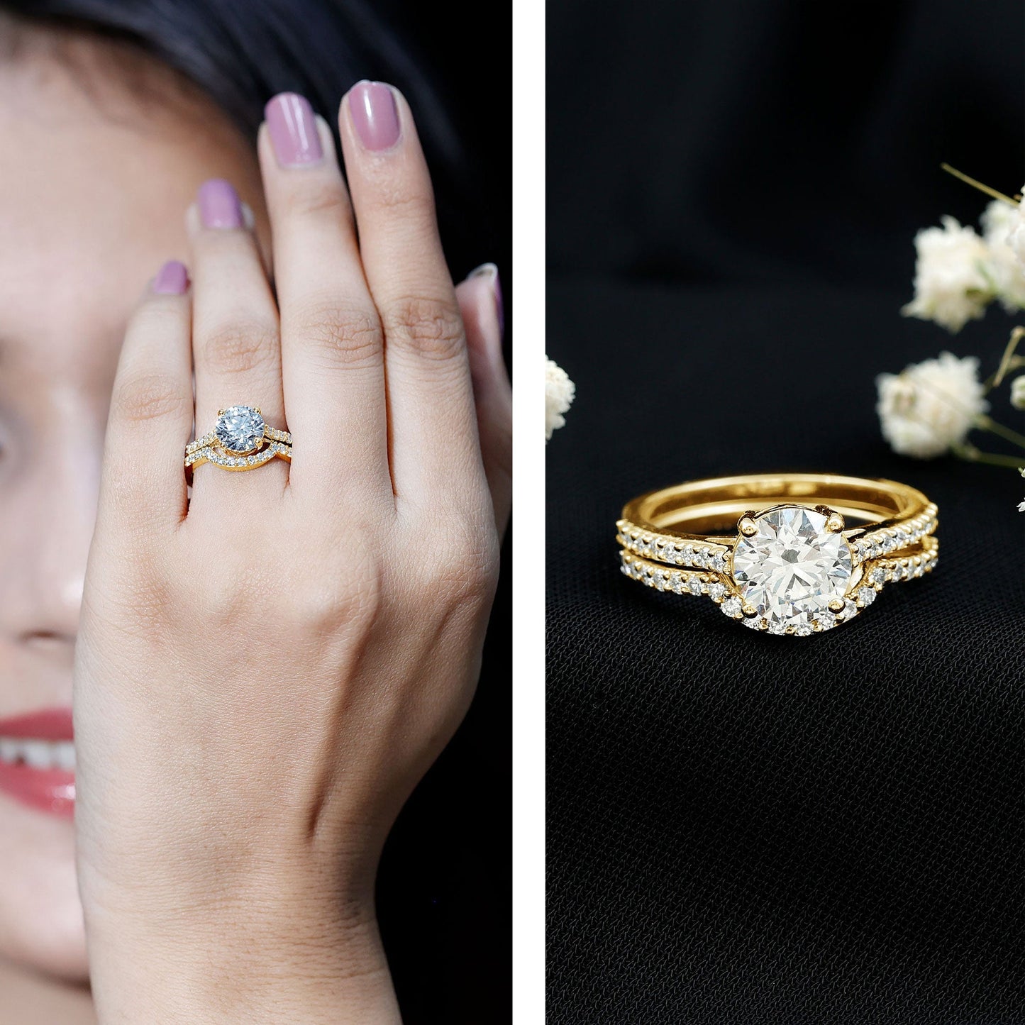 Lab Grown Diamond 2 Carat Round Engagement Ring With Ring Guard
