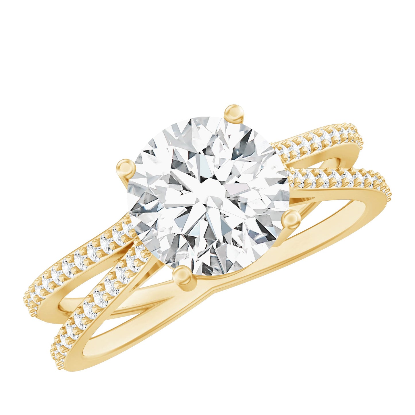 Certified 2 Carat Lab Grown Diamond Split Shank Engagement Ring