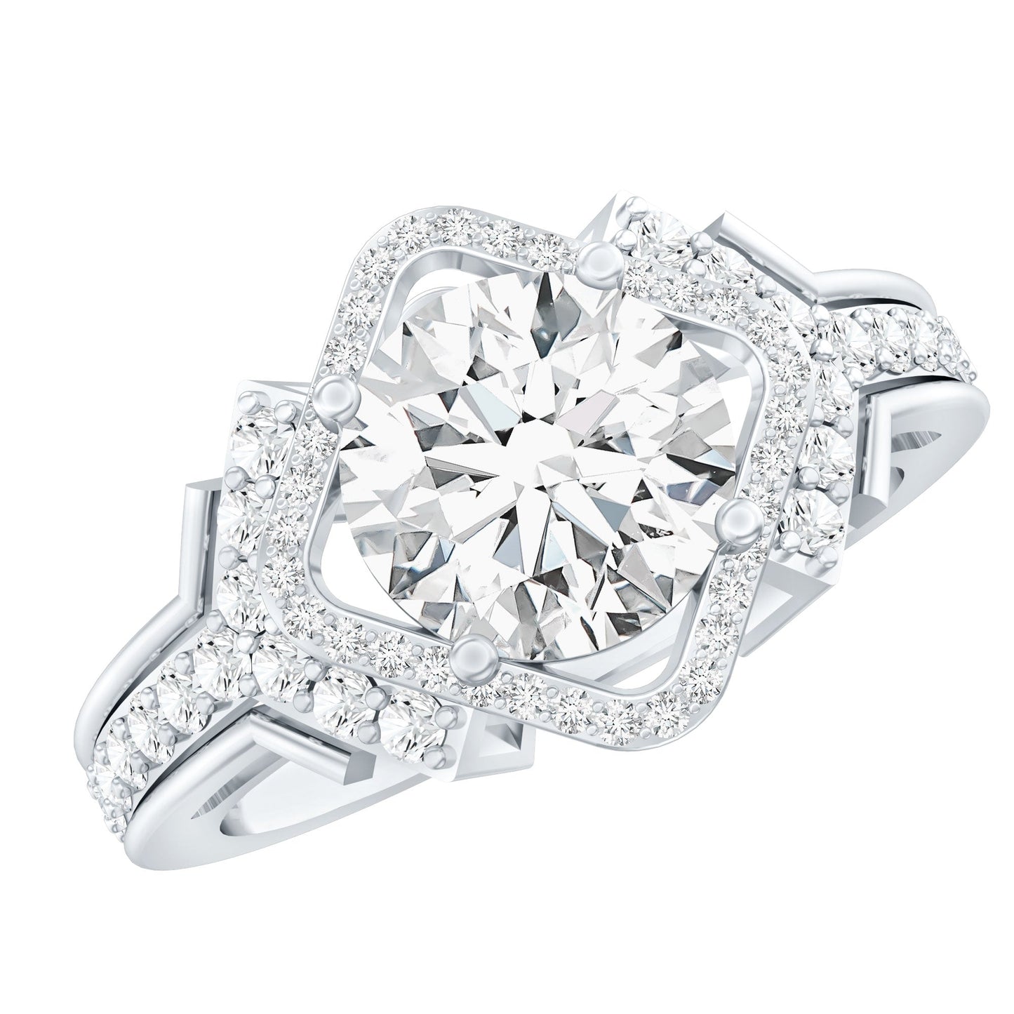 Certified 2 Carat Lab Grown Diamond Vintage Style Engagement Ring