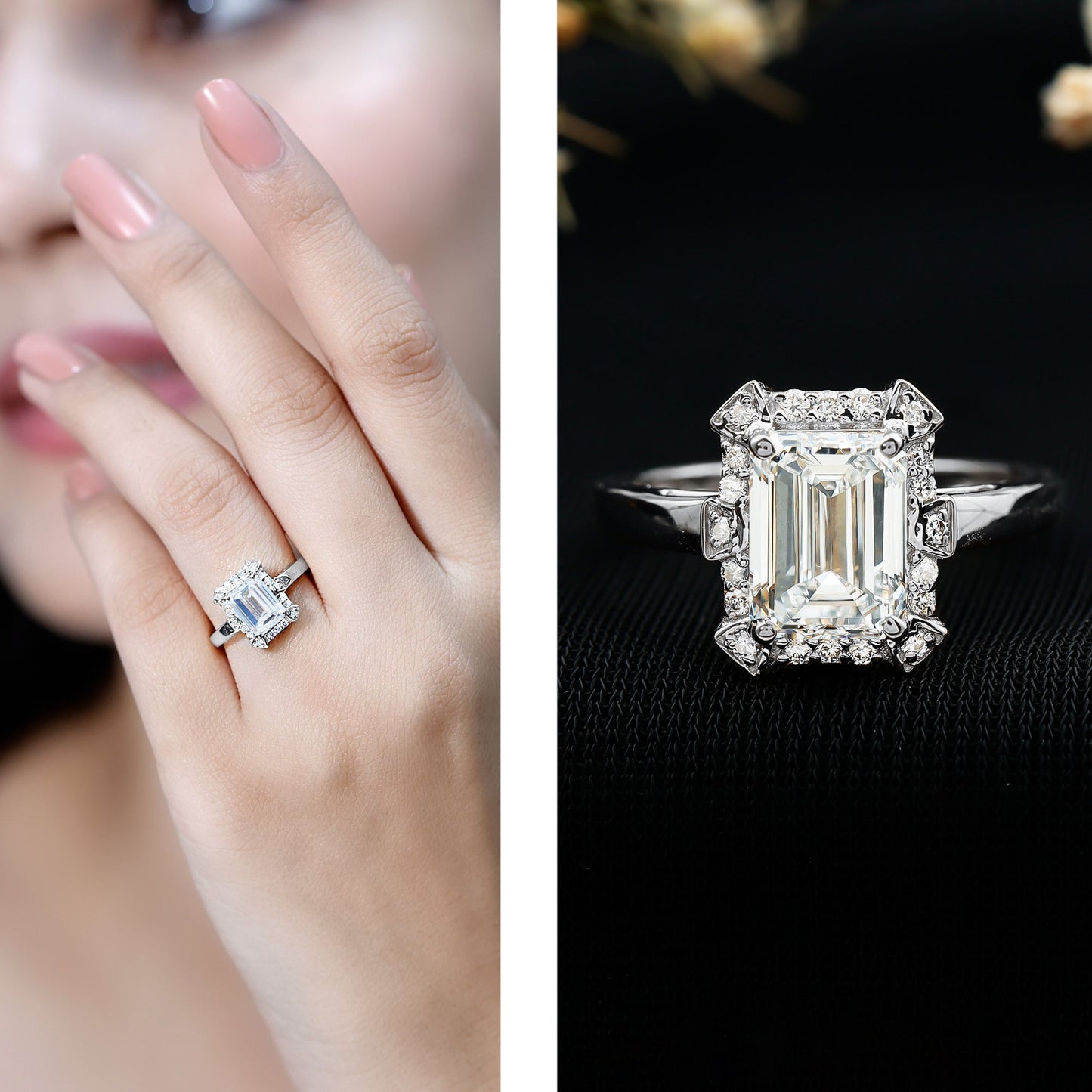Certified 1.8 Carat Lab Grown Diamond Emerald Cut Engagement Ring