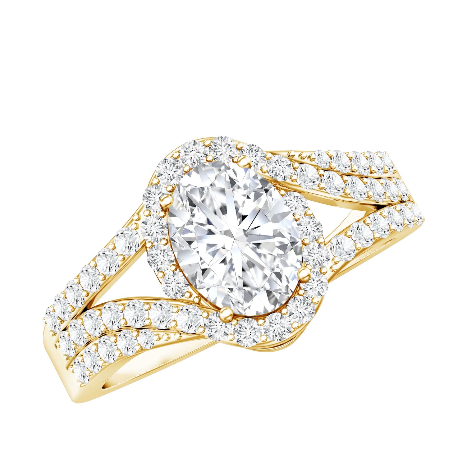 Certified 1.2 Carat Oval Lab Grown Diamond Split Shank Engagement Ring