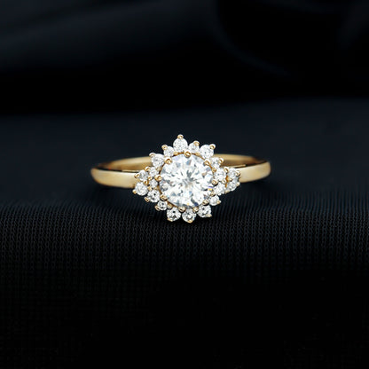 0.9 Carat Certified Lab Grown Diamond Halo Engagement Ring
