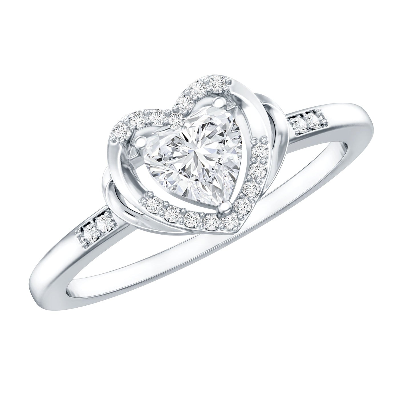 Certified Lab Created 0.5 Carat Heart Diamond Halo Engagement Ring