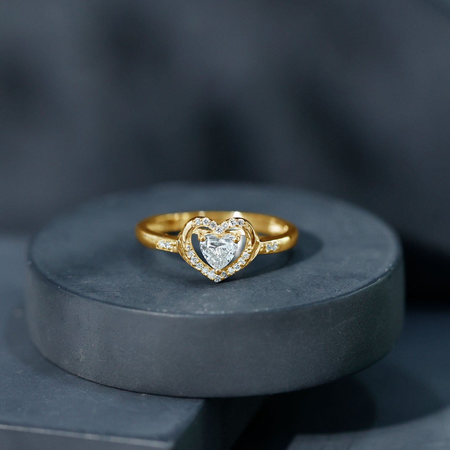 Certified Lab Created 0.5 Carat Heart Diamond Halo Engagement Ring