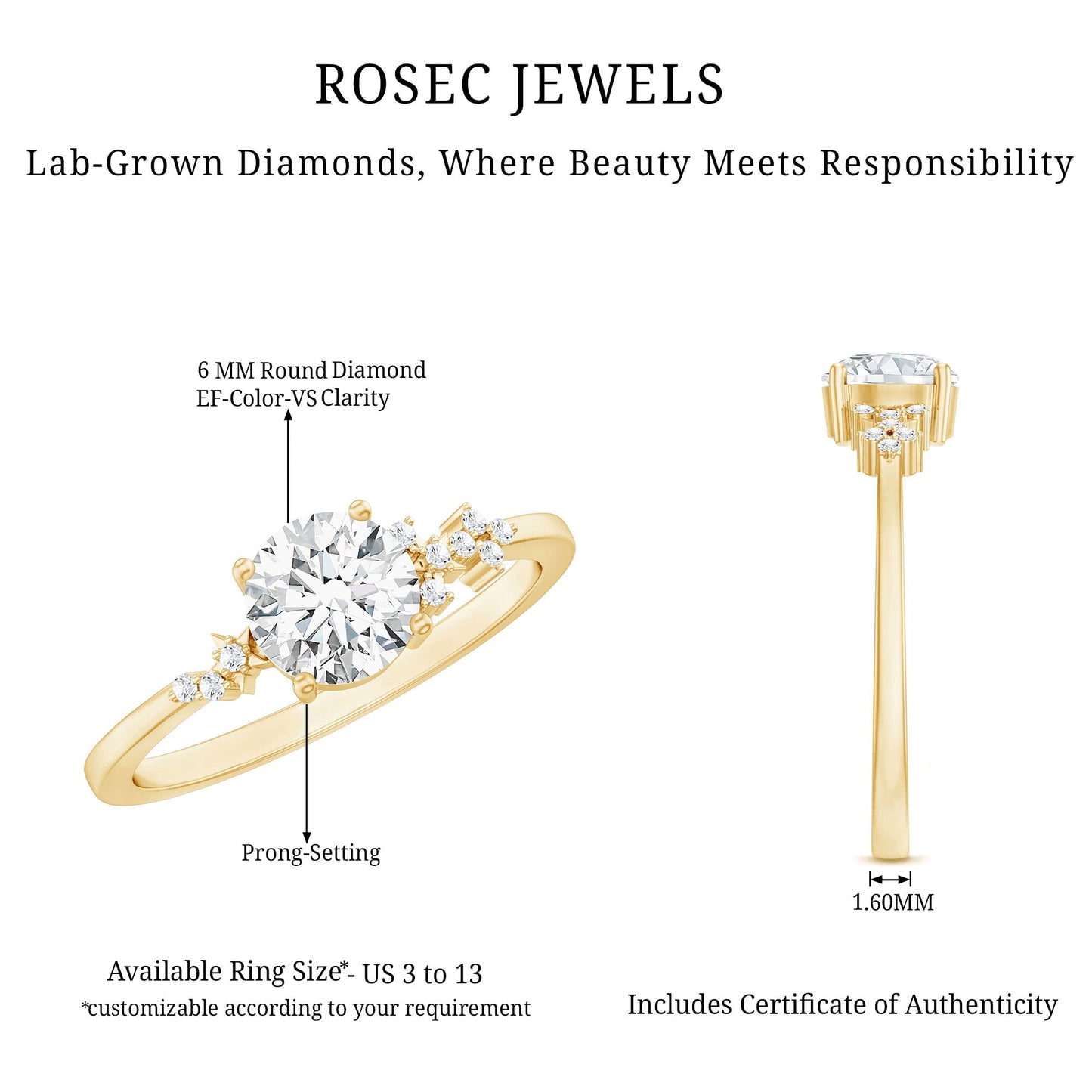 0.9 Carat Lab Grown Diamond Solitaire Engagement Ring