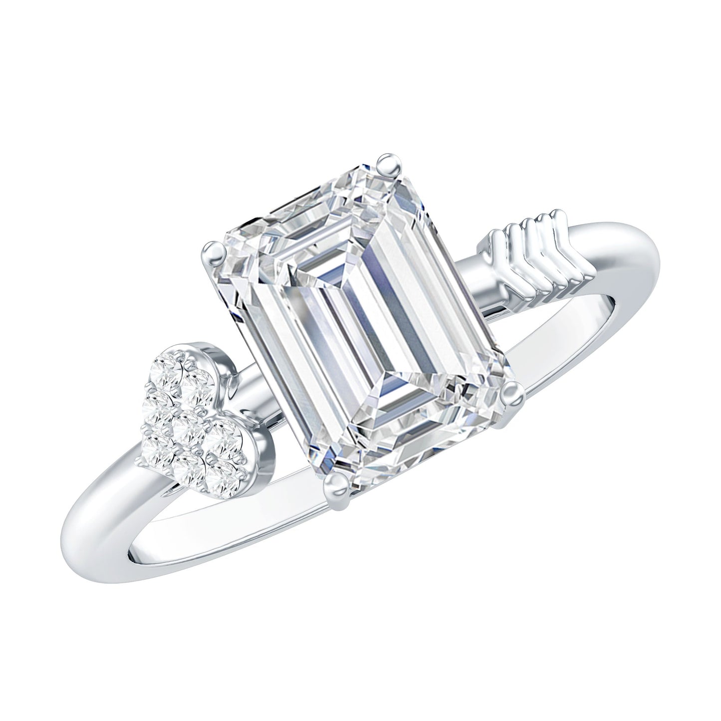 Lab Grown Diamond Emerald Cut Designer Engagement Ring