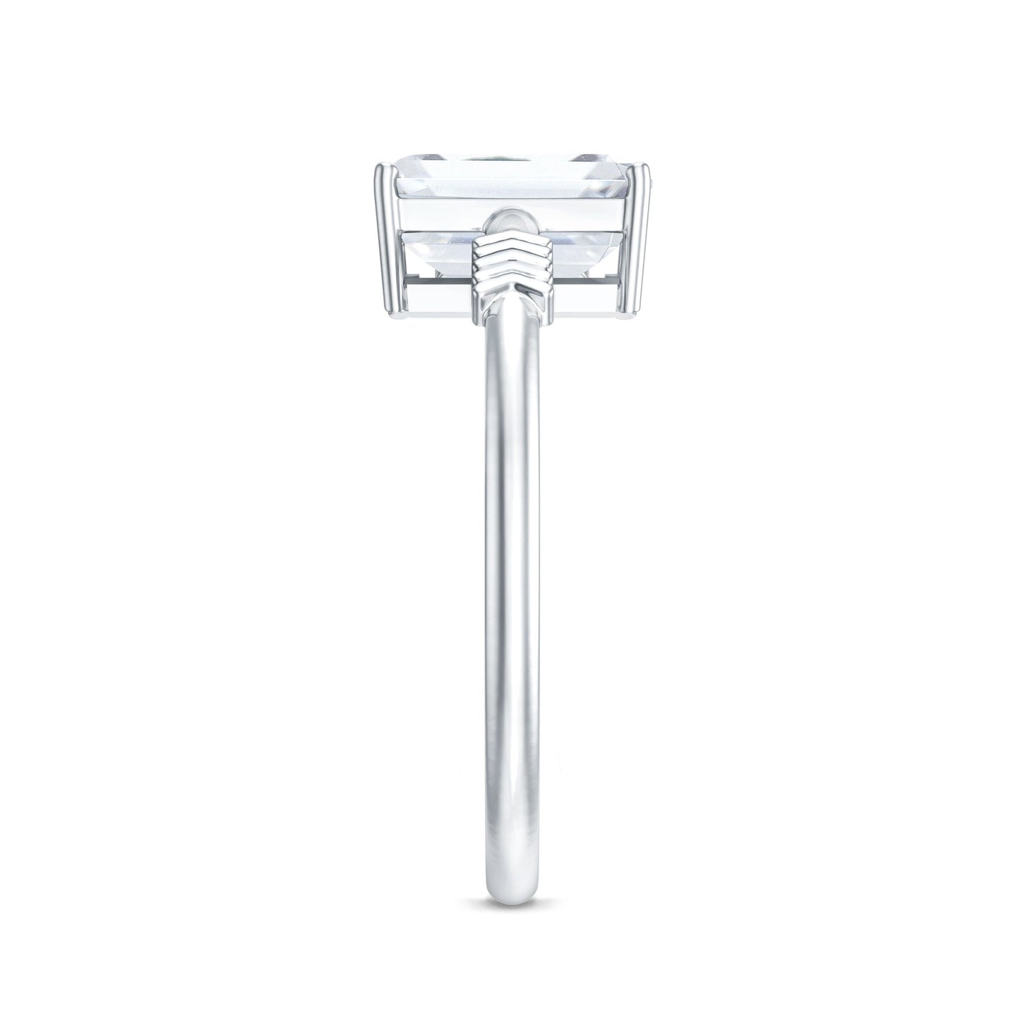 Lab Grown Diamond Emerald Cut Designer Engagement Ring