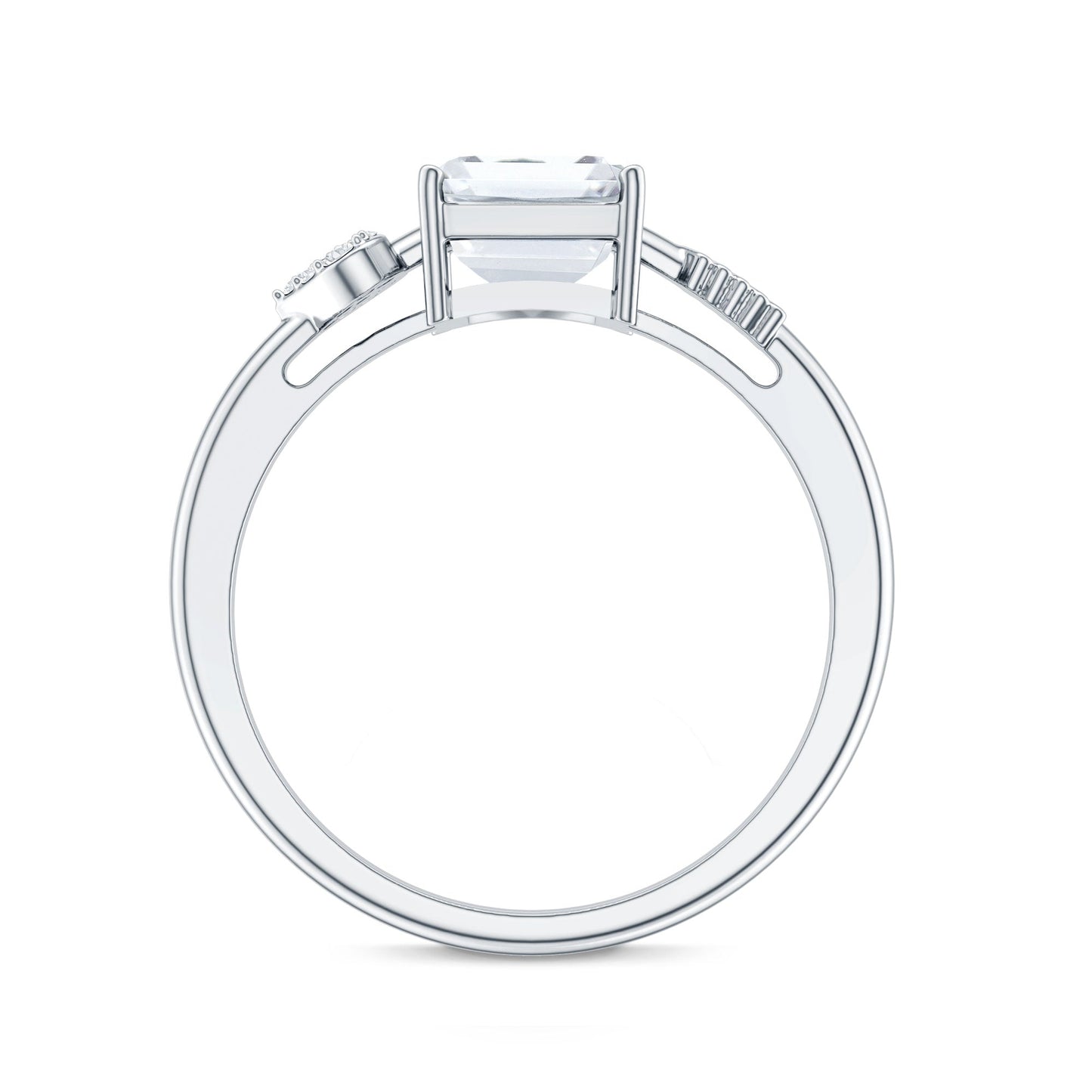 Lab Grown Diamond Emerald Cut Designer Engagement Ring