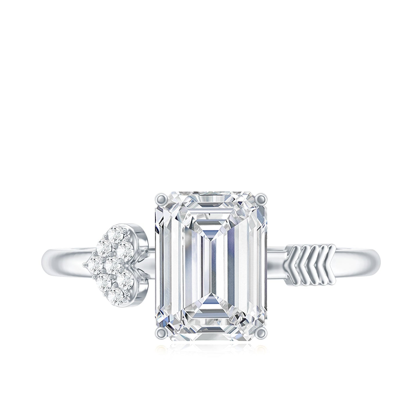 Lab Grown Diamond Emerald Cut Designer Engagement Ring