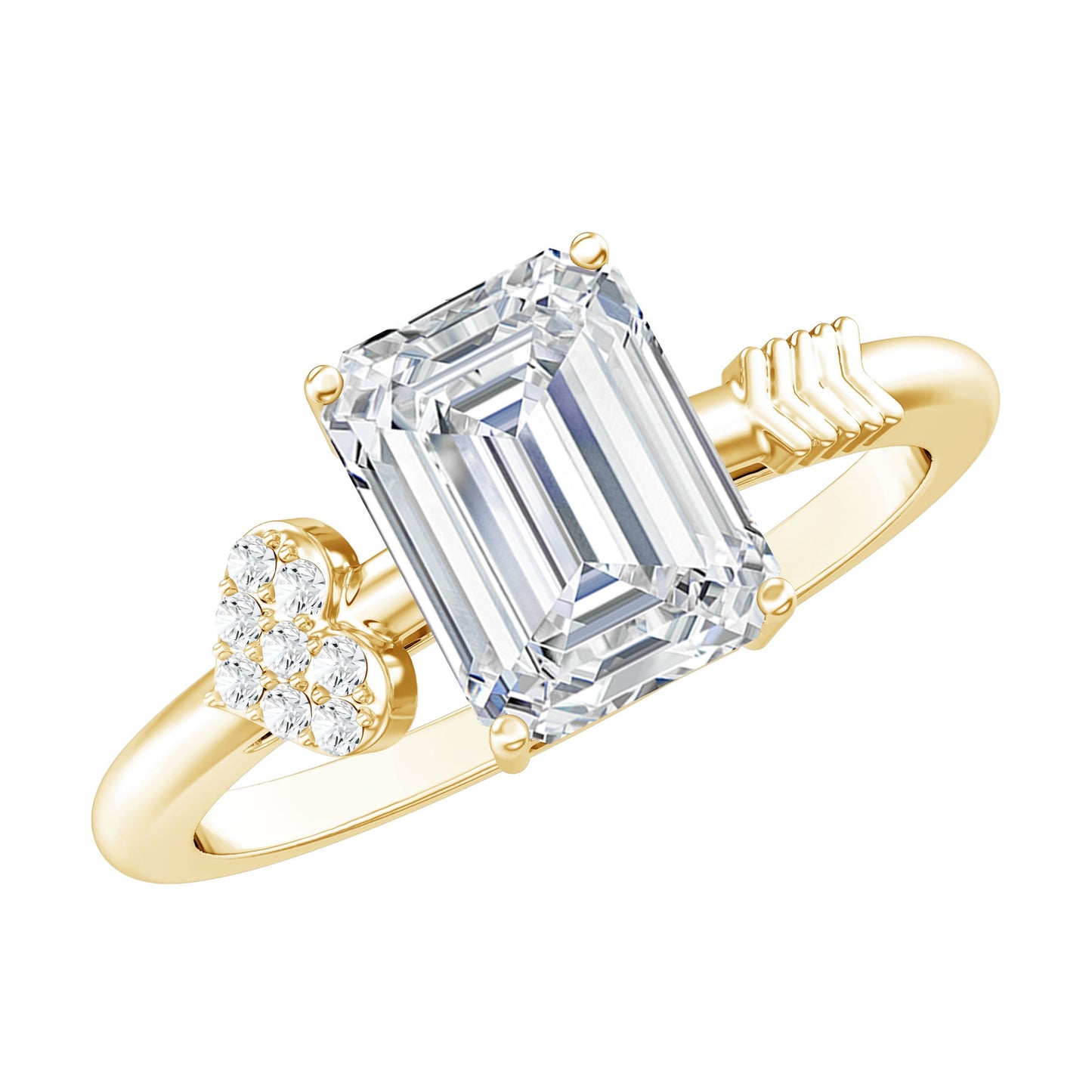Lab Grown Diamond Emerald Cut Designer Engagement Ring