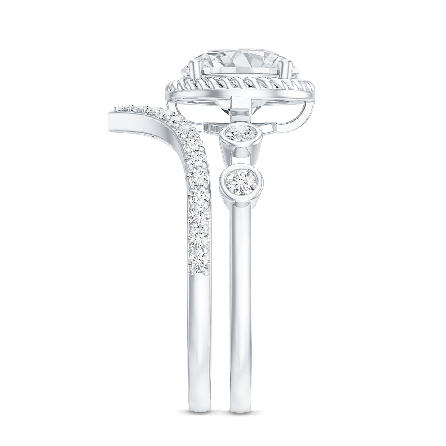 Certified Lab Grown Diamond Solitaire Bridal Ring Set With Enhancer
