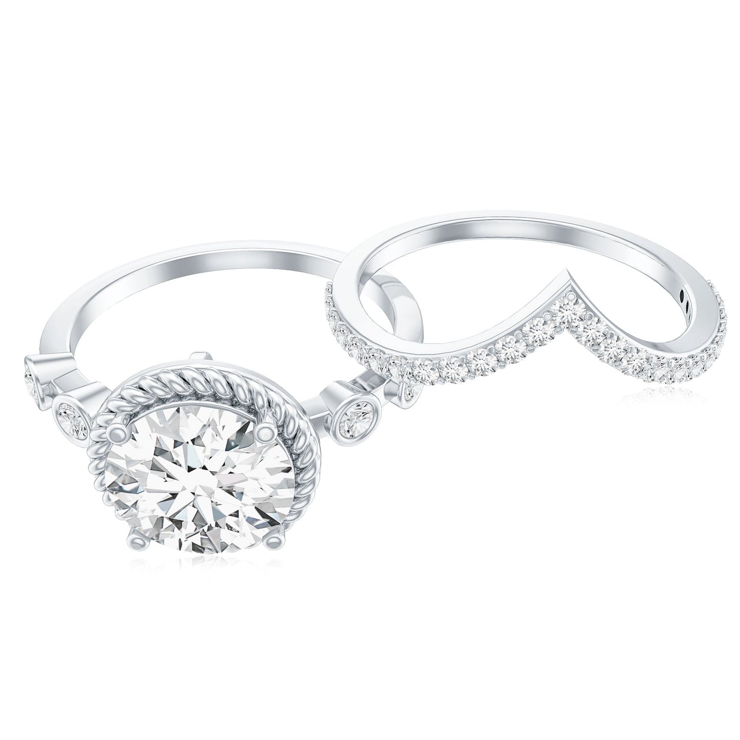 Certified Lab Grown Diamond Solitaire Bridal Ring Set With Enhancer