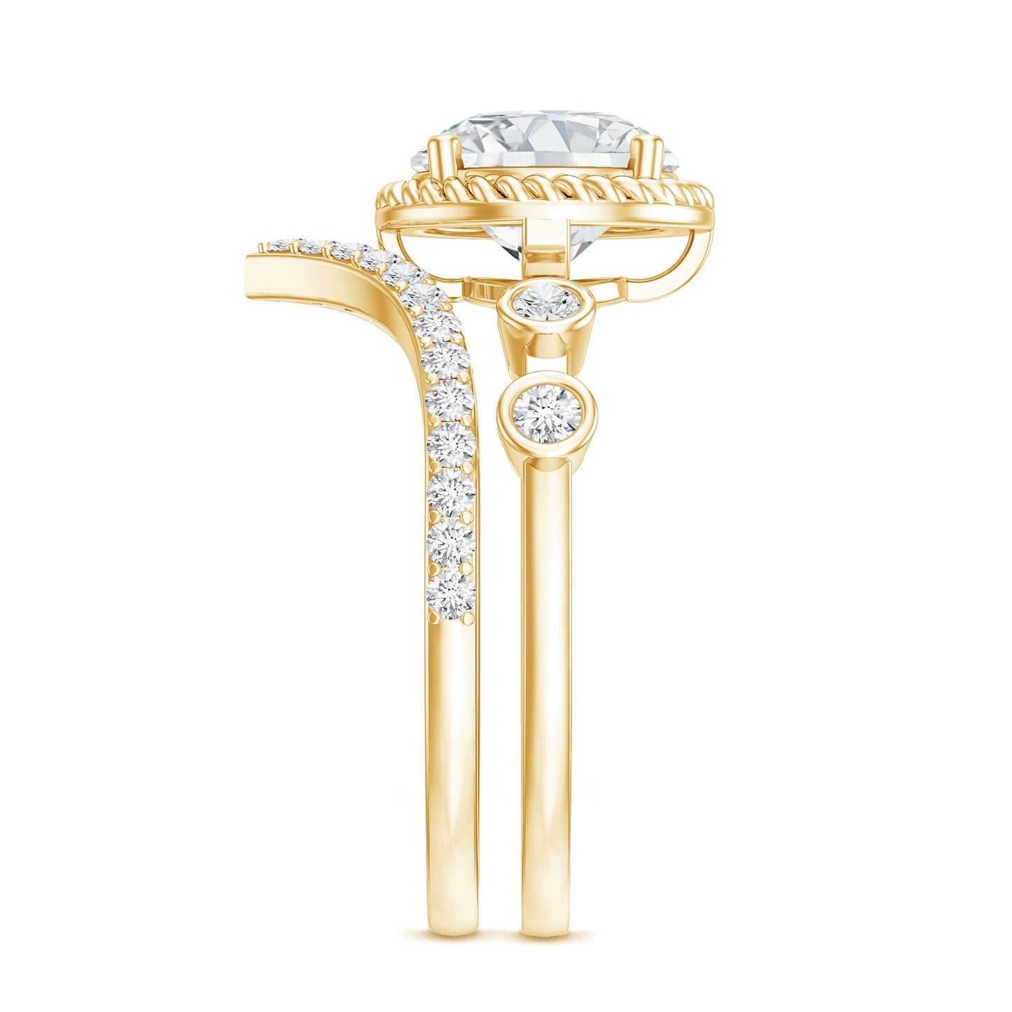 Certified Lab Grown Diamond Solitaire Bridal Ring Set With Enhancer