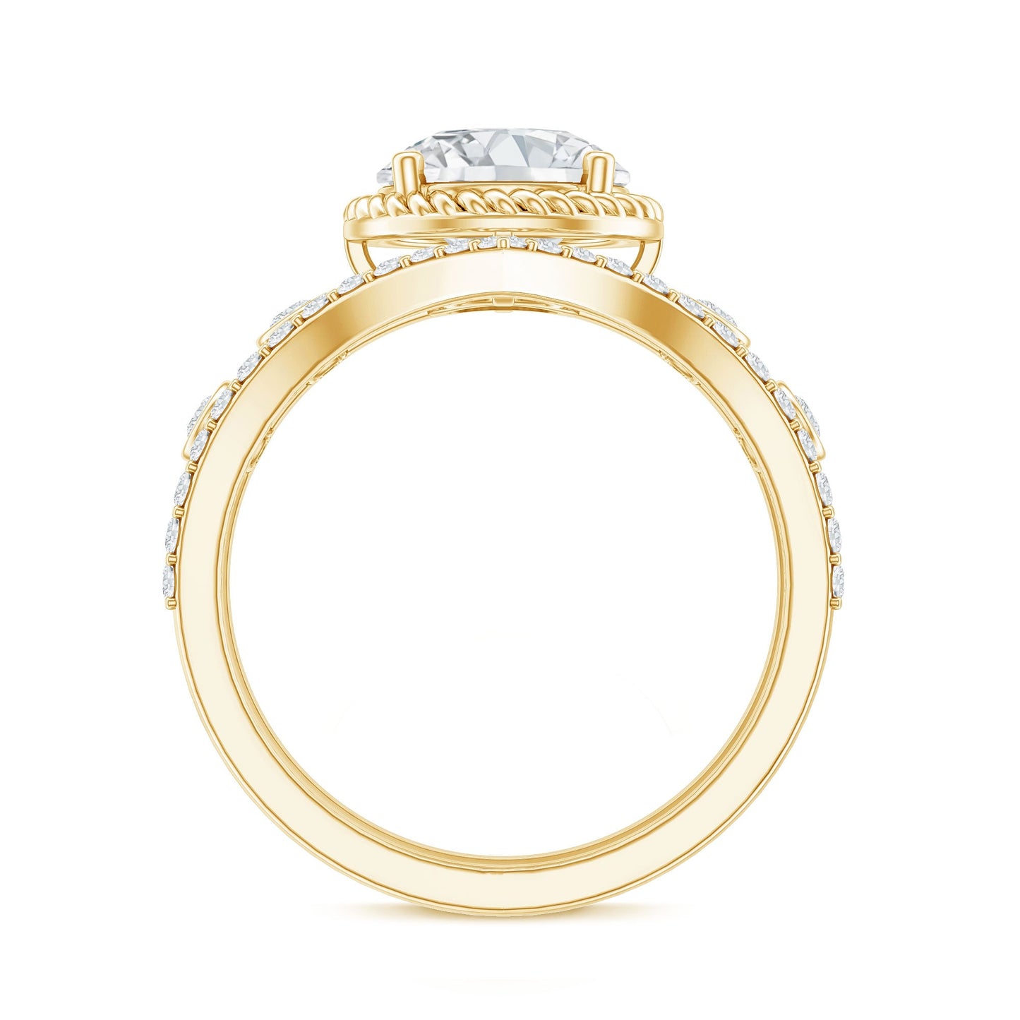 Certified Lab Grown Diamond Solitaire Bridal Ring Set With Enhancer