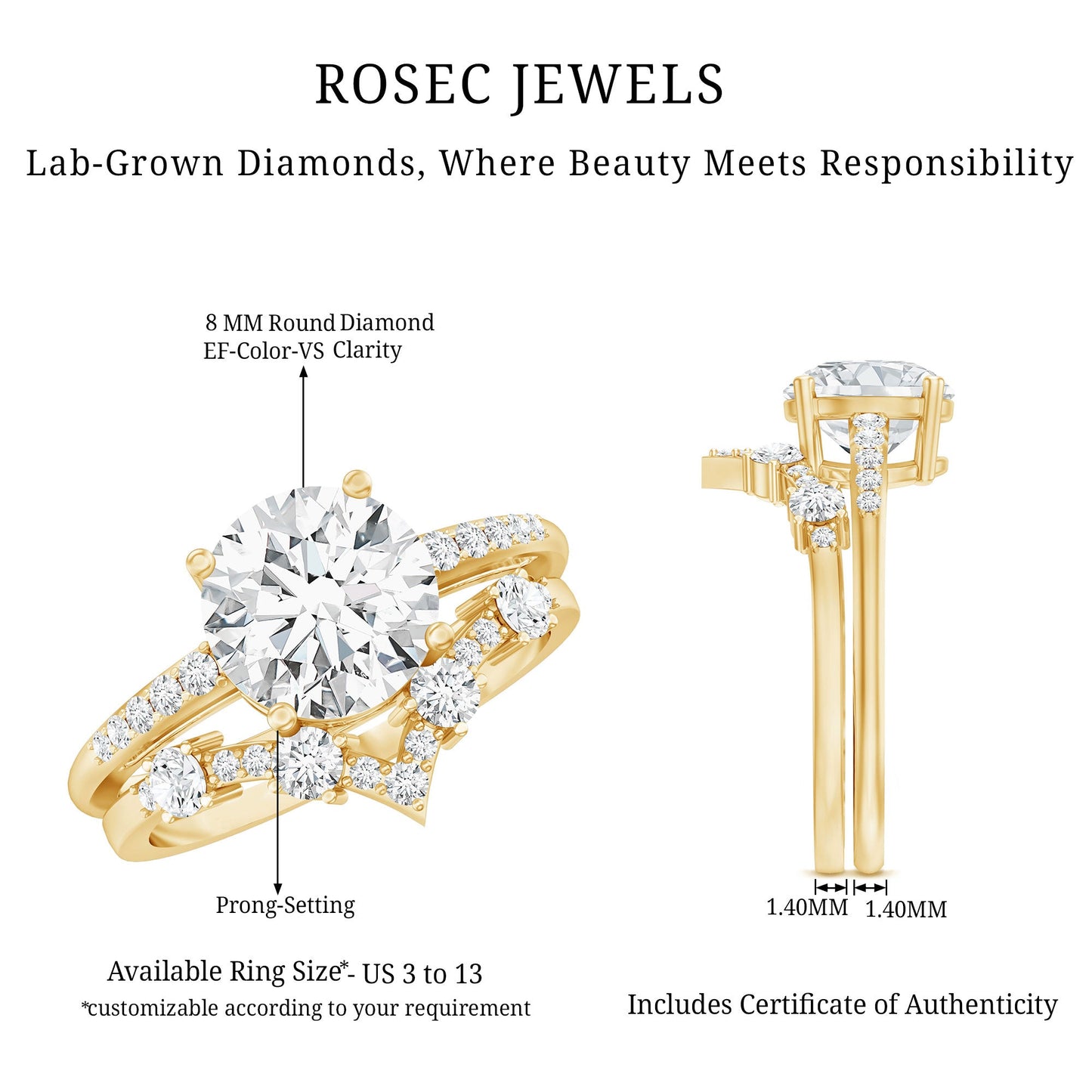 Certified Lab Grown Diamond Bridal Ring Set For Women