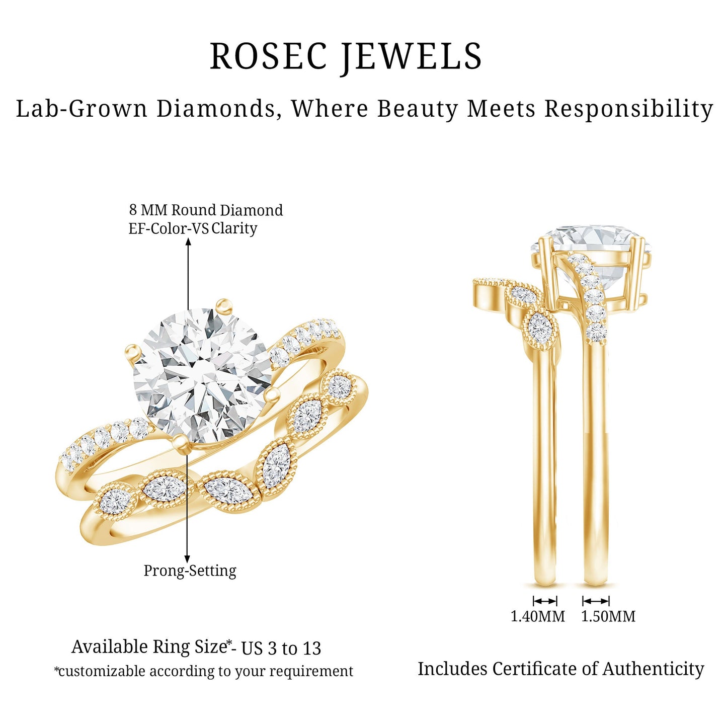 Certified Lab Grown Diamond Engagement Ring With Ring Guard