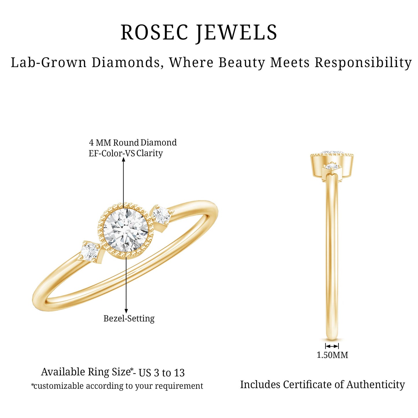 Certified Lab Grown Diamond Solitaire Promise Ring