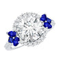3 Carat Lab Grown Diamond Halo Engagement Ring With Blue Sapphire