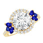 3 Carat Lab Grown Diamond Halo Engagement Ring With Blue Sapphire