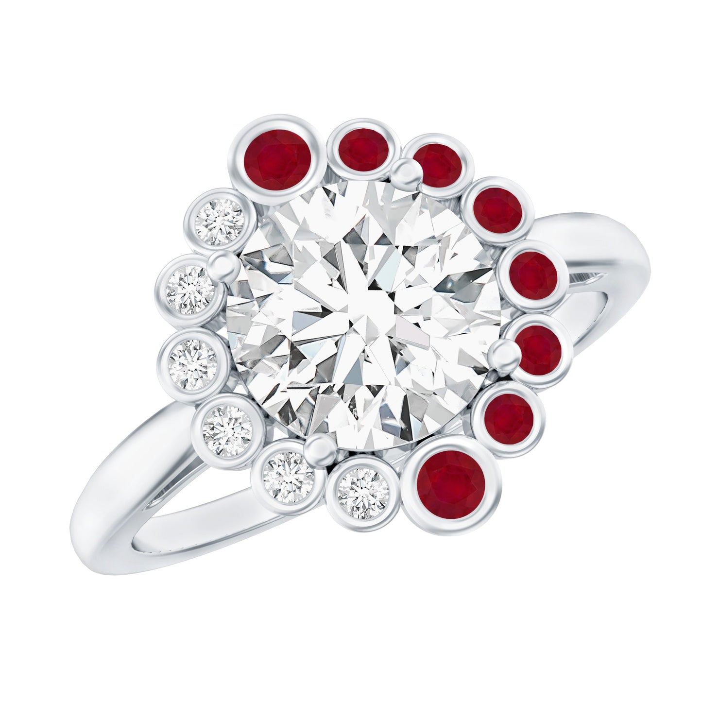 Certified Lab 2 Carat Diamond Ruby Halo Engagement Ring For Women