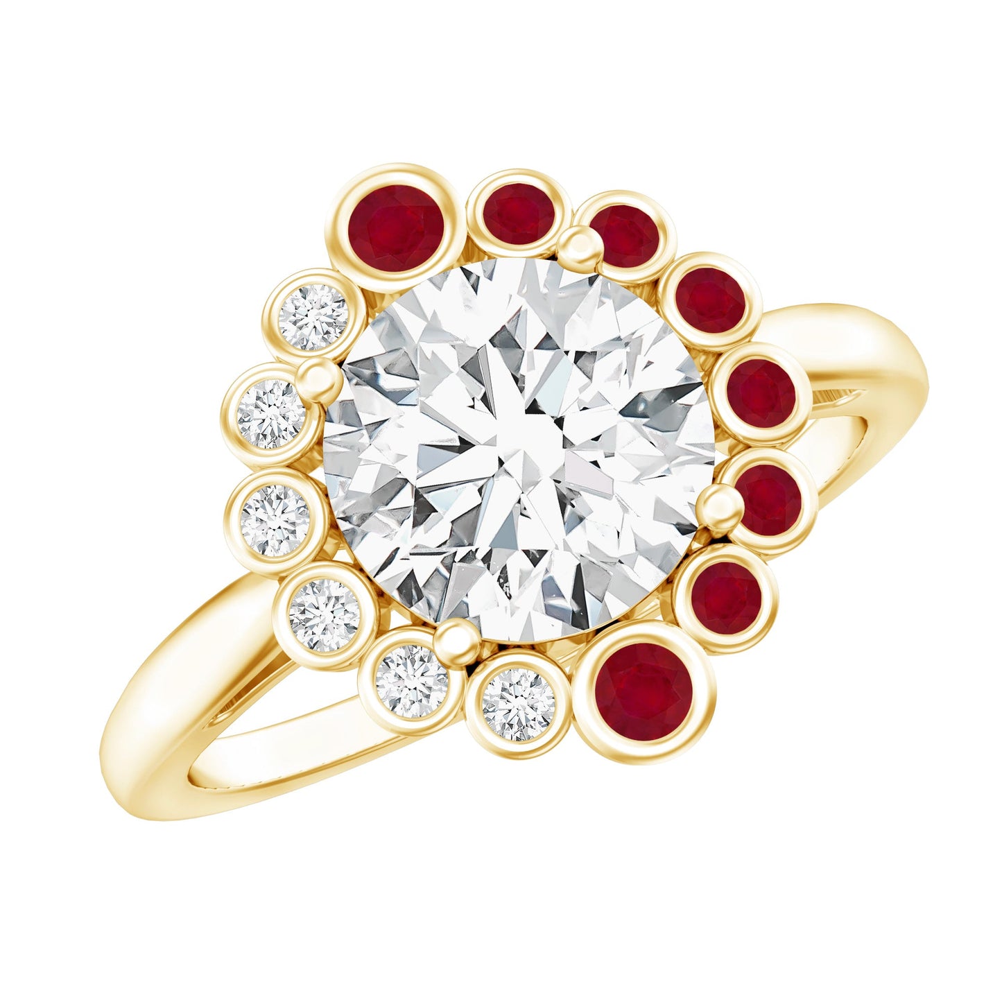 Certified Lab 2 Carat Diamond Ruby Halo Engagement Ring For Women