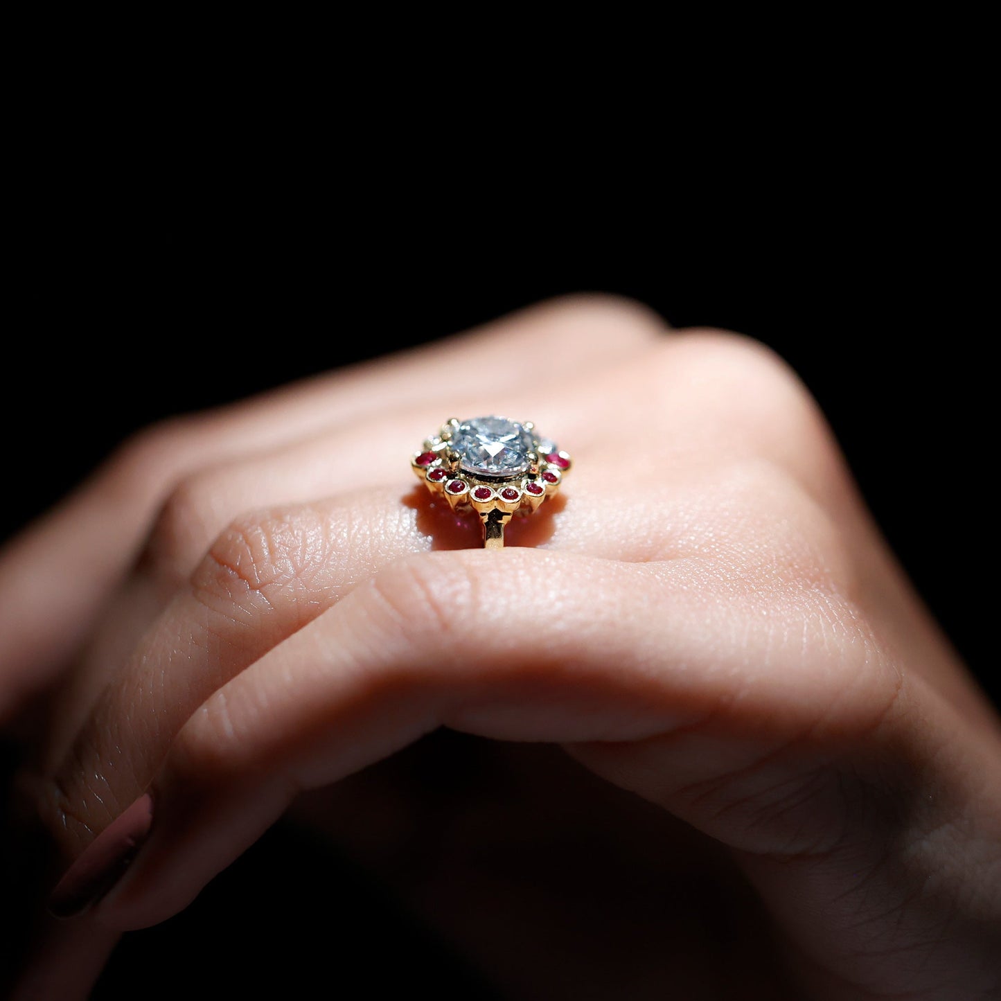 Certified Lab 2 Carat Diamond Ruby Halo Engagement Ring For Women