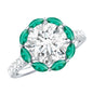 Certified Lab 3 Carat Diamond Engagement Ring with Emerald Halo