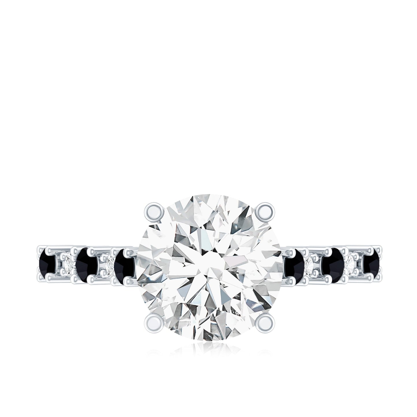 Lab Grown Diamond Designer Engagement Ring with Black Diamond