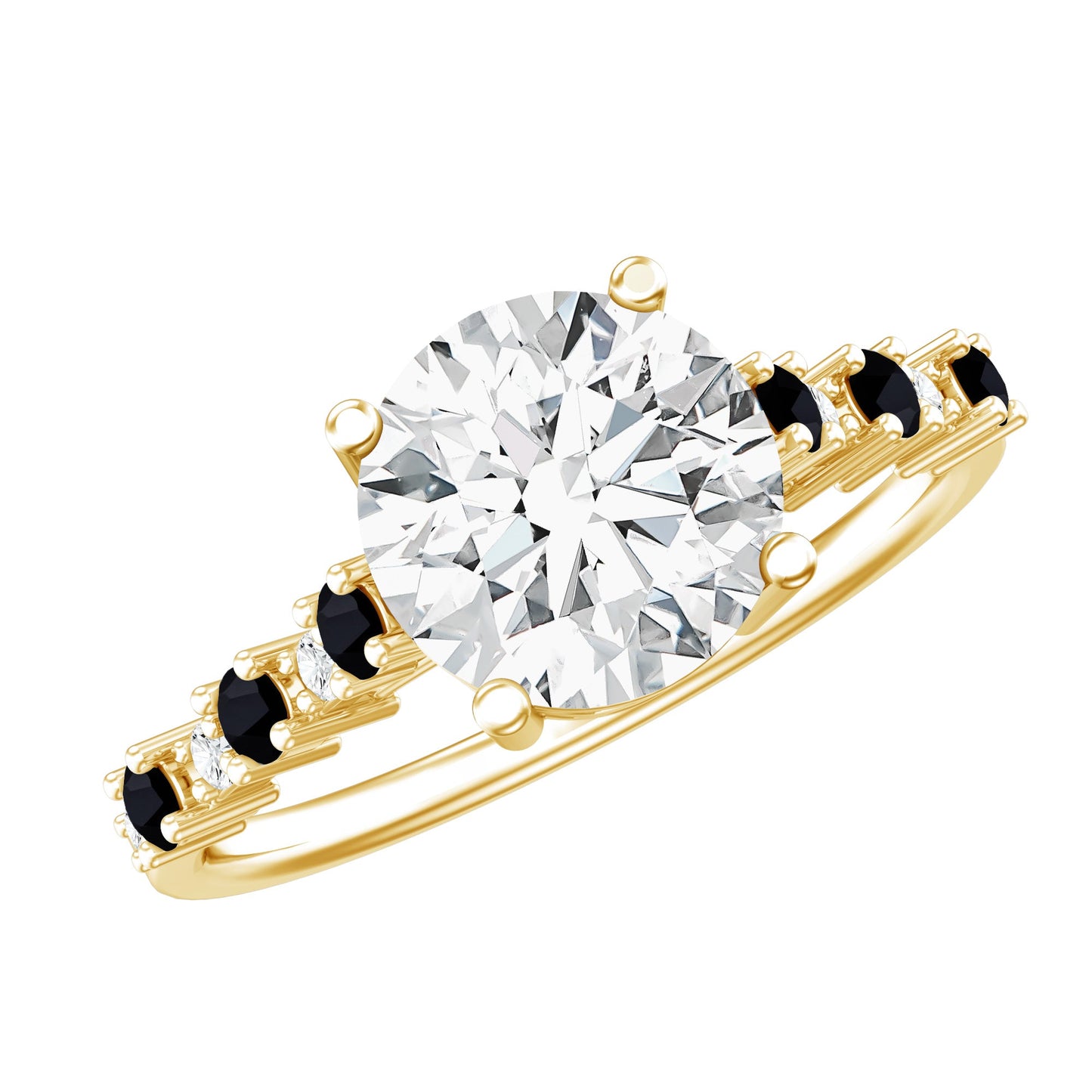 Lab Grown Diamond Designer Engagement Ring with Black Diamond
